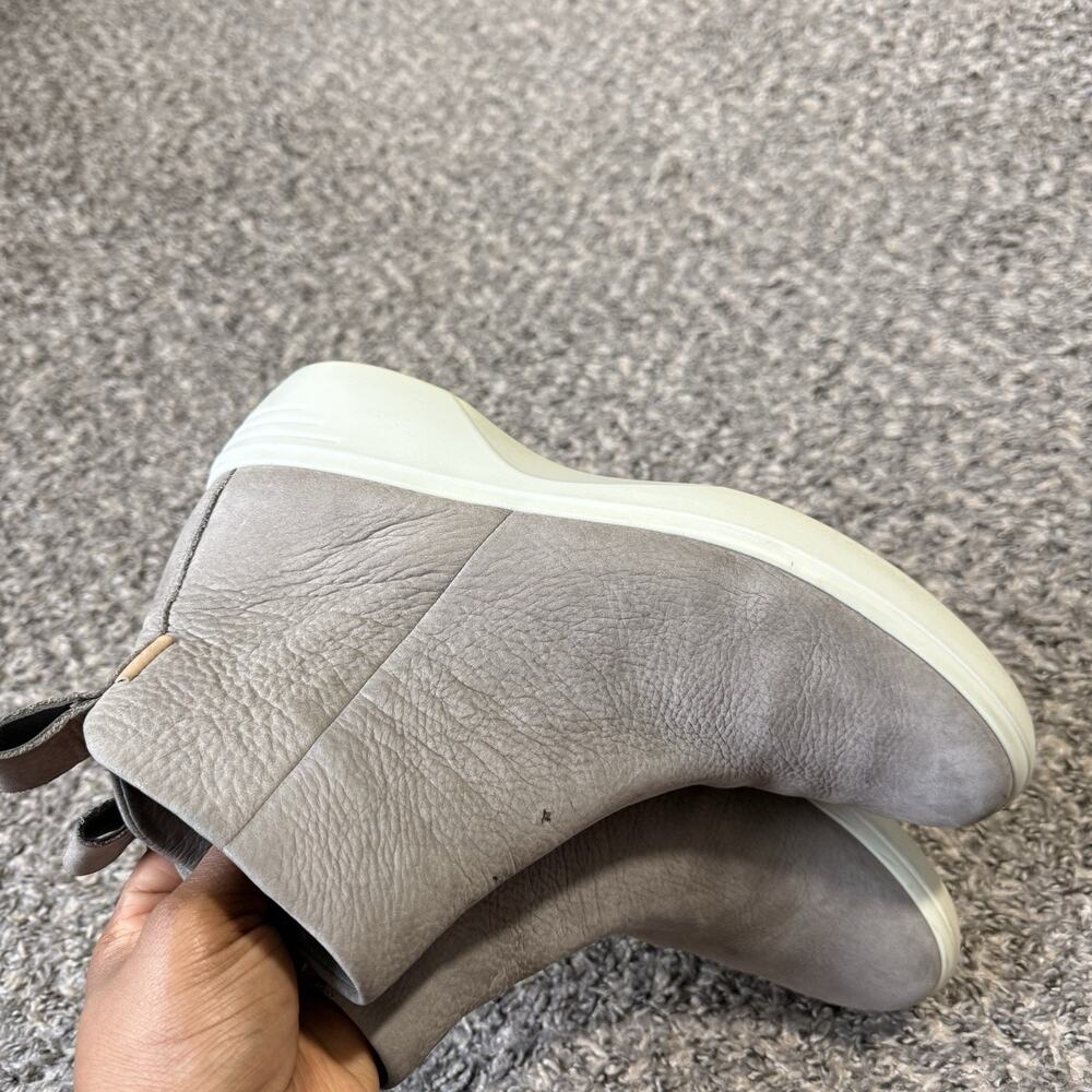 Ecco Leather Wedge Sneaker Soft 7 City Boot Ankle Zip Gray Nubuck Womens US 9 - Picture 3 of 8